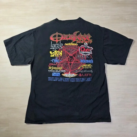 Ozzy Osbourne Ozzyfest 2007 Band Shirt Mens XL‎ Black Tour Concert Distressed